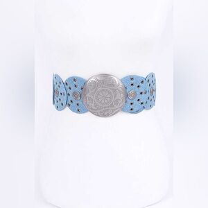 Blue Denim Metal Statement Belt